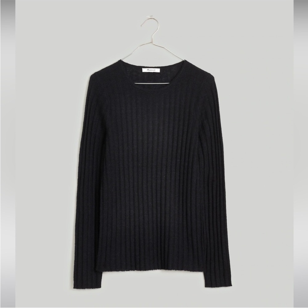 NWT Madewell Alpaca-Blend Crewneck Sweater in True Black XS G1